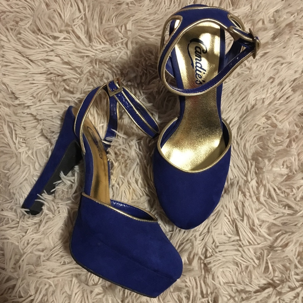 Candies blue and gold platform size 6